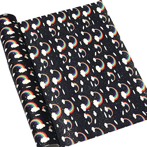 Rainbow štampani listovi od umjetne kože Superfine sjajni List od sintetičke kože 5 komada za torbicu s mašnom za kosu Izrada DIY projekata
