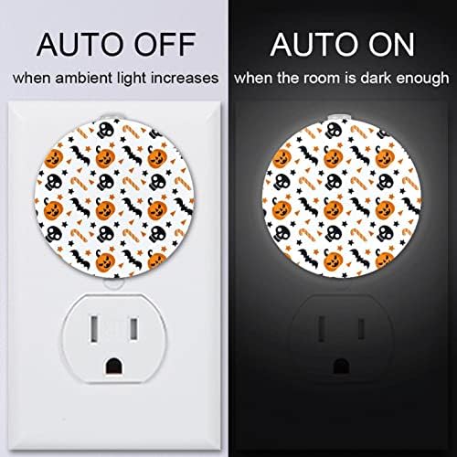 2 paket Plug-in Nightlight LED noćno svjetlo Halloween bundeva & uzorak šišmiša sa senzorom sumrak-to-Dawn za dečiju sobu, dečiju sobu, kuhinju, hodnik