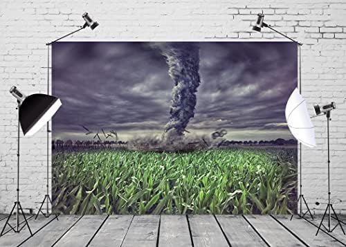 BELECO 10x6. 5ft tkanina Green Cornfield Tornado Pozadine za fotografiju seosko Poljoprivredno zemljište