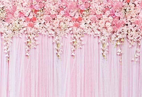 5x3ft Pink Flower Backdrop Econ Vinyl Photography pozadina Vjenčanja cvjetna pozadina Desert Tabela Decor