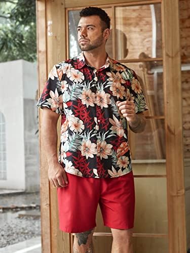 Luboza Dvodijelna odjeća za muškarce Muškarci Nasumična tropska košulja i kratke hlače za struk za crtanje