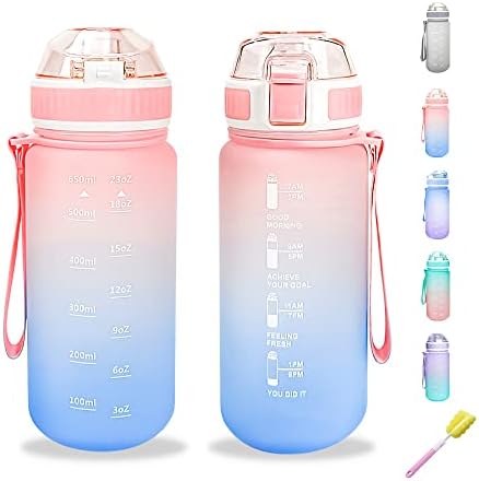 Watmhhjq 2pcs čaše za vodu za vodu, 22oz neraskidivo sportska boca bez curenja BPA-om s vremenskim markerom