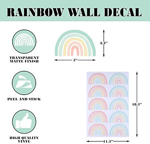 Rainbow zidne naljepnice | Rainbow naljepnice za djevojačku sobu | Rainbow tapete | Boho Rainbow dekor |