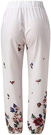 Pamučne lanene skraćene hlače ženske Ležerne ljetne kapri hlače s džepovima udobne hlače na plaži visokog struka Vintage Harem hlače