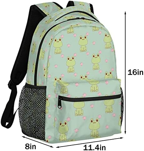 DJYQBFA Frog Lotus Theme Laptop ruksak, školski ruksak s više džepova Pješački dan na ramenu Daypack Veliki