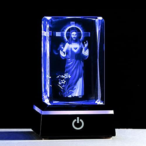 MOVDDYKA 3D Kristalna Djevica Marija Statua Vjerski pokloni za žene Muškarci Christian, Laserska engrave