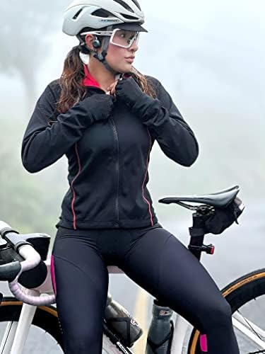 DIFOS žene Fleece Biciklističke jakne Termalni topli vjetrovitni puni zatvarač gore kaput od reflektivnog