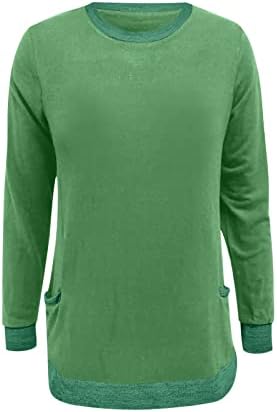Opružne bluze za žene 2023 Casual Classy Tunic Shirts Patchwork boja blok Dugi rukav Crewneck pulover vrhovi