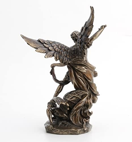 10,25 inčni Saint Michael na demonu s mačem hladna livena brončana figurica