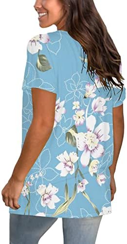 Ljetna ženska tunika vrhovi kratkih rukava Top V izrez Boho cvjetne majice modna casual labava mashirts