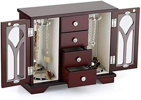 RR okrugla Drvena kutija za nakit bogatog dizajna sa velikim ladicama za odlaganje braon