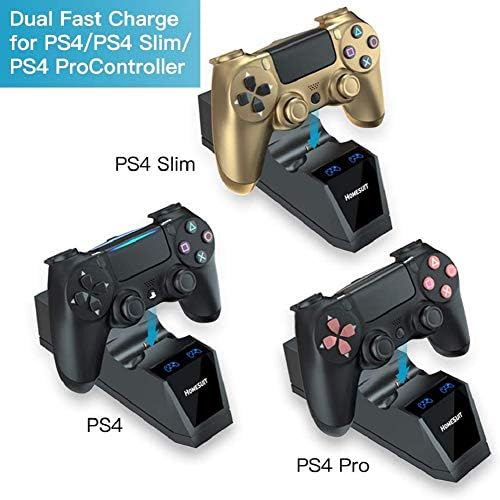 Punjač za PS4 kontroler, Homesuit PS4 stanica za punjenje sa dvostrukim udarnim USB-om i Led indikatorom za Sony Playstation 4 / PS4 / PS4 Slim / PS4 Pro kontroler,PS4 Charger