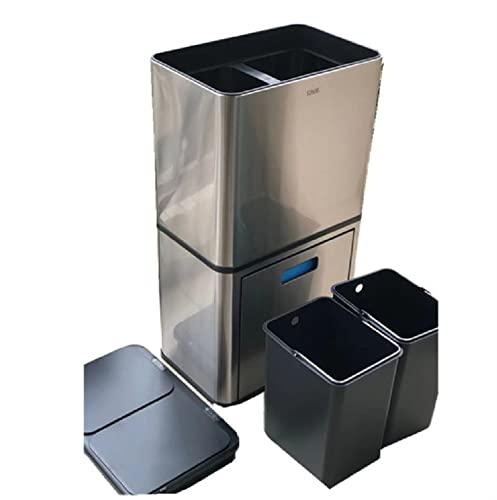 Ditudo kante za smeće kanta za smeće pametna Senzorska kanta za smeće stojeći dvoslojni ormarić za smeće za sortiranje kuhinjski otpad sa poklopcem pravougaoni Nerđajući čelik / 38L