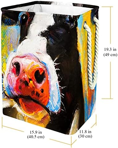 Inhomer Funny Cow Oil Painting životinja velika korpa za veš vodootporna sklopiva korpa za odeću za organizatore igračaka za odeću, kućni dekor za spavaću sobu kupatilo