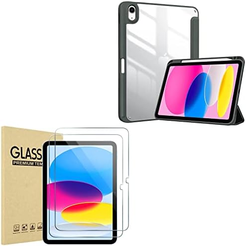Procesovi prozirna zaštitna futrola za zaštitu s 2 zaštitnika sa 2 paketa za iPad 10. Gen 10.9 2022 izdanje