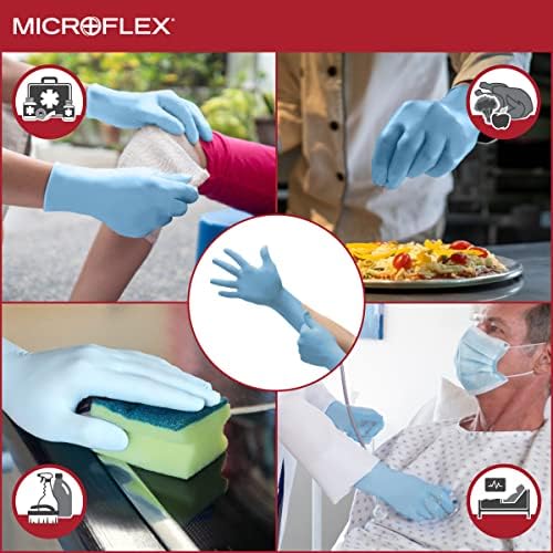 Microflex 10-733 dnevne odbrambene nitrilne rukavice za jednokratnu upotrebu sa teksturiranim vrhovima prstiju za čišćenje, hrana Prep-plava