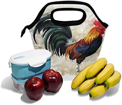 Alaza izolovana torba za ručak Freezable Lunch Box za djecu žene djevojke dječaci i muškarci, Rooster Cook Cooler prijenosni Patentni zatvarač torba za ručak Tote za radnu školu piknik