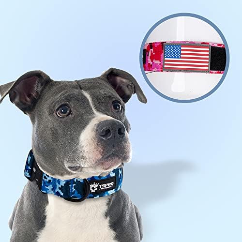TSPRO Premium ovratnik za pse sa zakrpom za zastavu SAD-a debeli ovratnik za pse podesivi ovratnik za pse