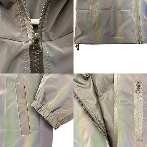 LZLRUN Rainbow Reflective Coat Hoodded Windbreaker modni holografski džepni Sako visoke vidljivosti