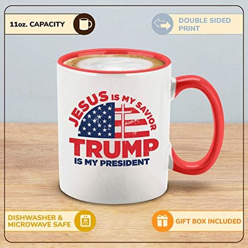 shop4ever Isus je moj spasitelj Trump je moj predsjednik Crvena ručka keramička šolja za kafu šolja za čaj Donald Trump šolja