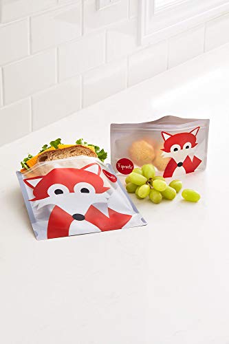 Torba za sendviče sa 3 klice – torba za odlaganje ručka za višekratnu upotrebu i pranje za djecu - 2 pakovanja, Fox