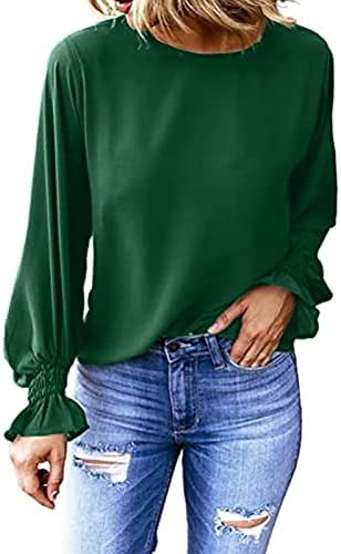 Ženska modna čvrsta boja okrugli vrat labavi bluza s punim bojama