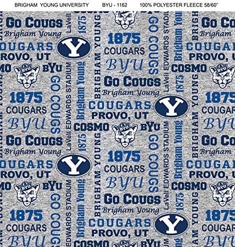 Brigham Young BYU Cougars Fleece pokrivač tkanina sa glagolom na Heather terenu-prodaje Dvorište Verbiage