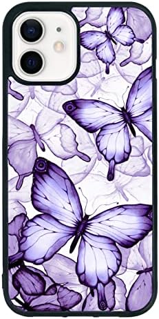 Odhtst Purple Leptir Telefon dizajniran Kompatibilan sa iPhone 12/12 Pro 6,1 inčni kvrgotovi zaštitni TPU kućište, slatki leptiri za iPhone 12 PRO futrole za žene Djevojka Teen Crna