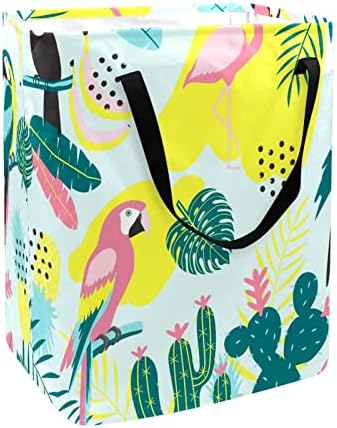 Tropical Flamingo Parrot Leaves Print sklopiva korpa za veš, 60L vodootporne korpe za veš za pranje veša