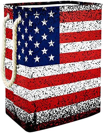DEYYA vodootporne korpe za veš visoke čvrste sklopive korpe za štampanje Retro zastave SAD za odrasle decu