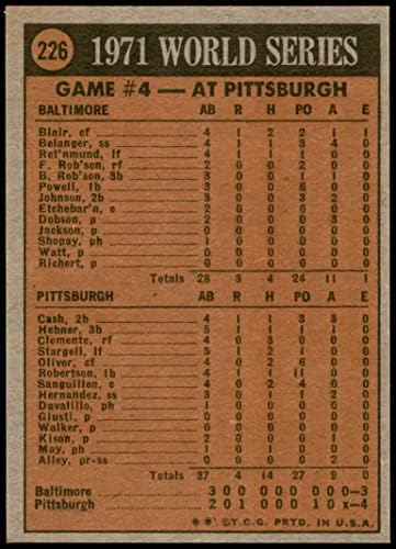 1972. 226 1971 Svjetska serija - igra 4 Roberto Clemente Pittsburgh / Baltimore Pirates / Orioles Ex Pirates