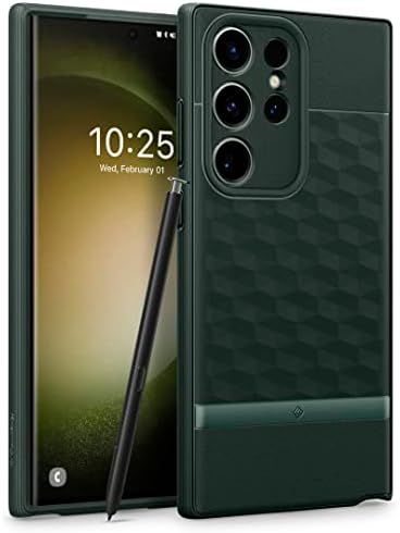 Kazelologija Parallax dizajnirana za Samsung Galaxy S23 Ultra Case 5G [testiran na kopnu vojne ocjene] Poboljšani ergonomski dizajn - ponoćni zeleni