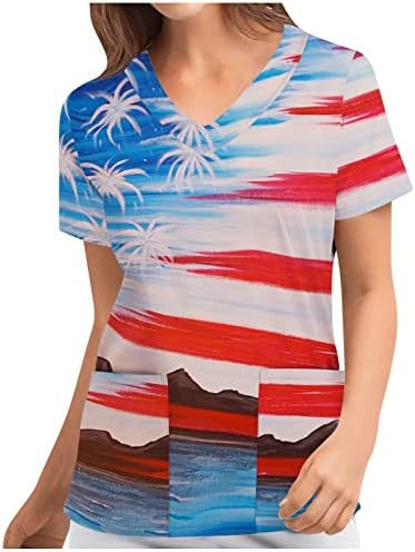 4. jula piling vrhovi za žene američka dnevna piling košulja u američkoj zastavi Ispis kuća za odmor sa
