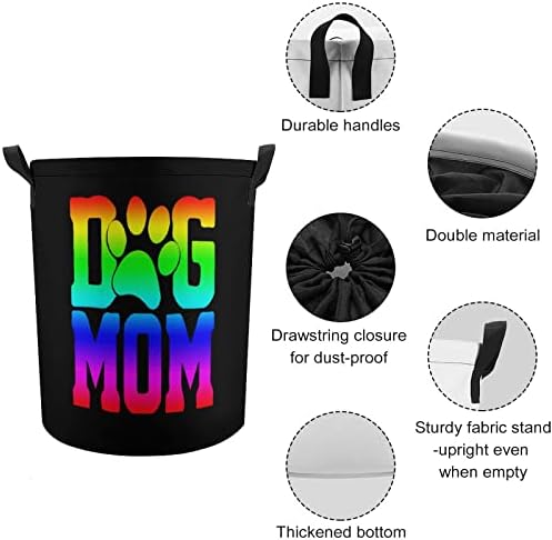Pas mama Rainbow Pawprint 42L okrugla korpa za veš sklopive korpe za odeću sa vrhom za vezice