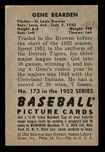 1952 Bowman 173 Gene Bearden St. Louis Browns Dean's Cards 5 - Ex Browns