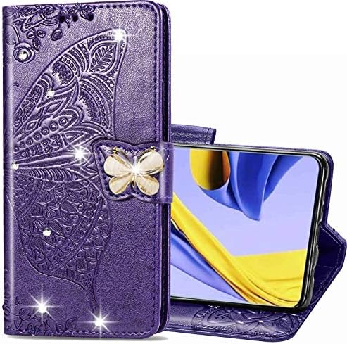 Zyzx Samsung Galaxy A51 5G novčanik slučaj, leptir cvijet PU Koža Flip telefon Shell sa Kreditnim karticama