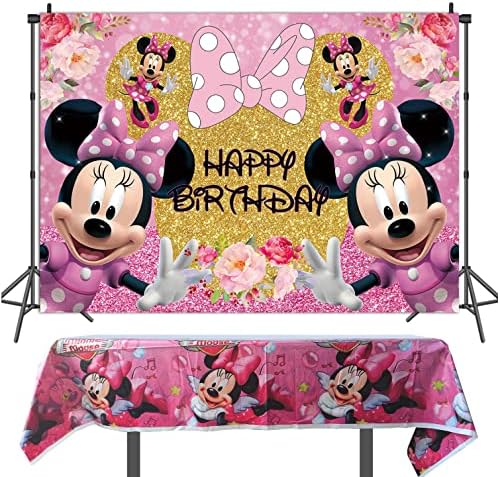 Pozadina miša i stolnjak za miš za djevojčice pozadina za rođendansku zabavu i pokrivač stola potrepštine