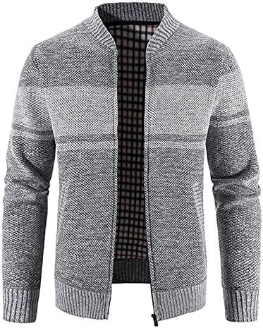 Džemper za muške rebra Knit Cardigan kaput modni prugasti patentni zatvarači klasično casual pletenice Fleece