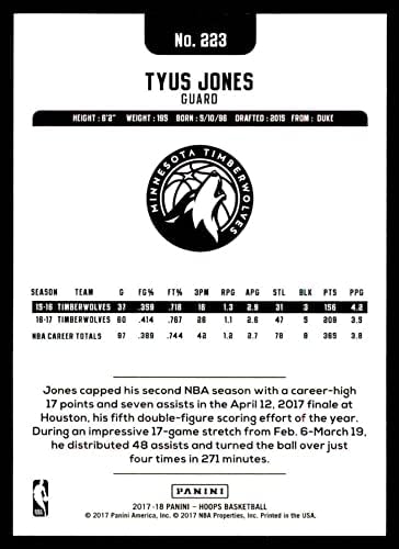 2017 HOOPS 223 Tyus Jones Minnesota Timberwolves Nm / Mt Timberwolves Duke