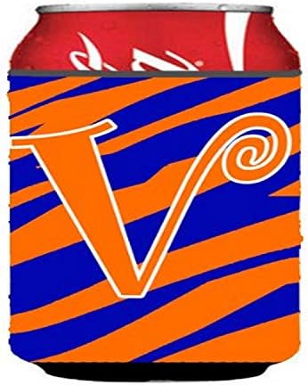 Caroline's CJ1036-VCC slovo V inicijalna tiger pruga plava i narančasta ili boca Hugger, može li hladni rukav zagrliti rukav za piće rukav za piće