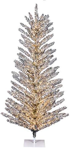 Vickerman 5 'Vintage aluminijumski veštački božićno drvci, topli bijeli niskonaponski LED široki ugao 3 mm svjetla - Faux božićno drvce - sezonski unutarnji kućni dekor