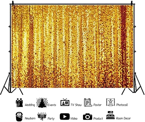 Renaiss 7x5ft Zlatna pozadina sa šljokicama poliesterska tkanina zlatne tačke zidna pozadina za fotografiju
