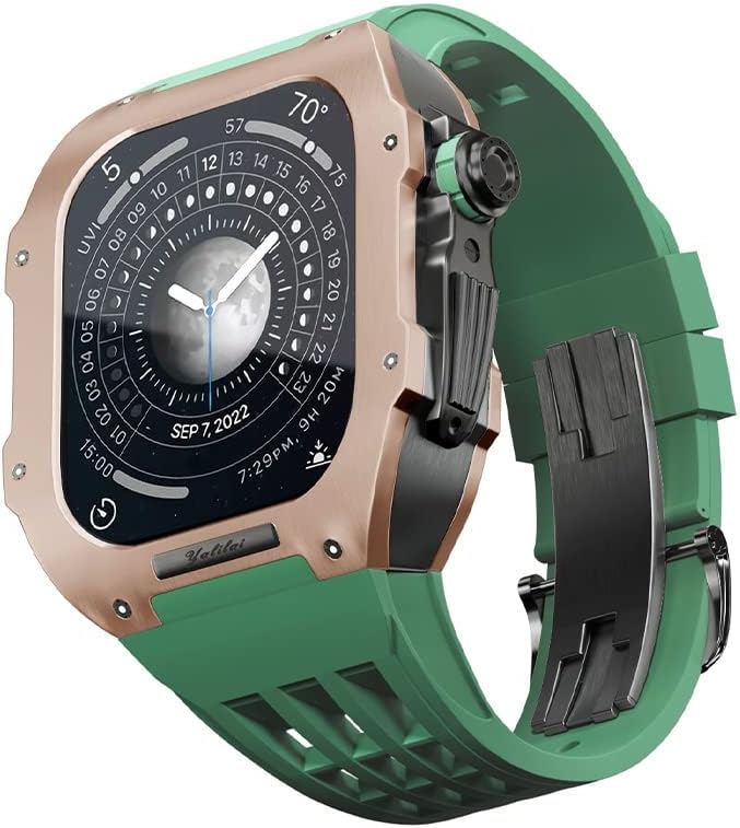 AEMALL LUXURY WATWER, za Apple Watch 8/7 / serija Titanium Case + Fluororbubber luksuzni sat za sat za iWatch