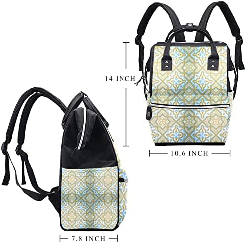 Guerotkr putnički ruksak, ruksak za torbu pelena, ruksak pelena, klasični islamski uzorak žuta plava