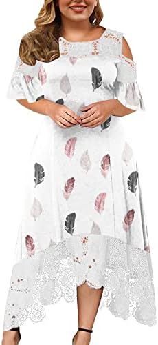 Haljine za žene 2022 Plus Size casual Print čipkasta haljina sa okruglim izrezom kratki rukav haljina sa