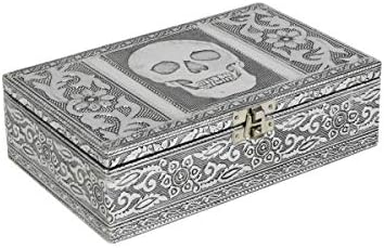 TG, LLC Treasure Gurus Dekorativni srebrni metalni lubanja čuva memorijsku kutiju nakit za pohranu nakit