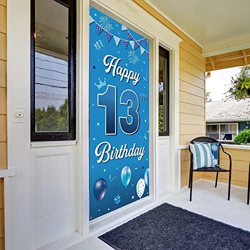 Pozadina banera za vrata 13. rođendana, ukrasi za sretan 13. rođendan za dječake, plavi 13-godišnji rekviziti