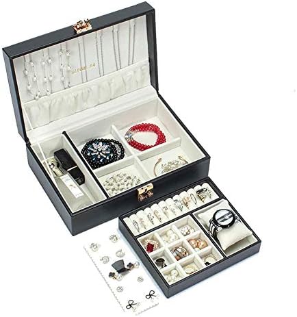QTT kožne kutije za nakit 2 Slojevi za uklanjanje nakita nakita nakita s sigurnosnim zaključavanjem nakita