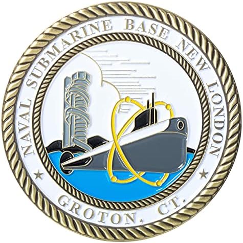 United States Naval Podmornička baza Nova London Challenge Coin i Blue baršun prikaz