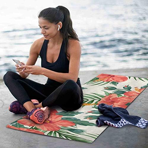 Mnsruu Yoga Mat - palmino lišće i cvijet izuzetno guste neklizajuće vježbe & podloga za fitnes za sve vrste